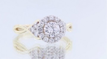 Custom Two Tone Halo Engagement Ring