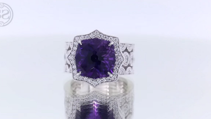 Custom Fantasy Cut Amethyst Ring