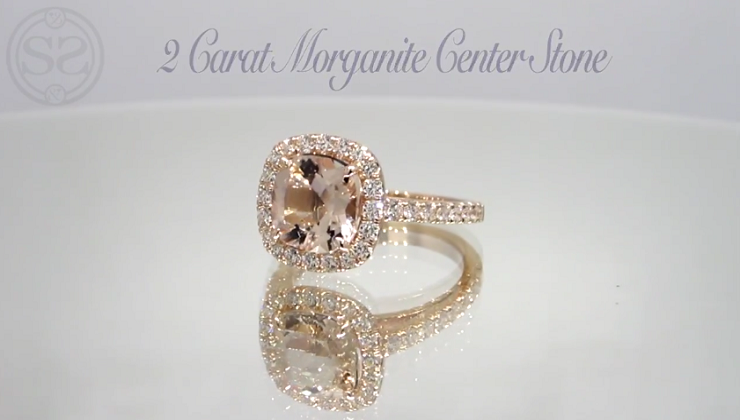 Rose Gold Morganite Halo Engagement Ring