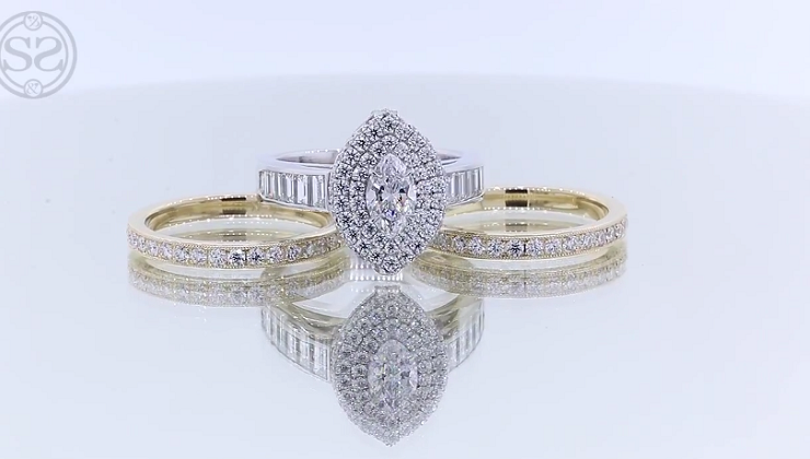 Custom Platinum Marquise Diamond and Halo Engagement Ring