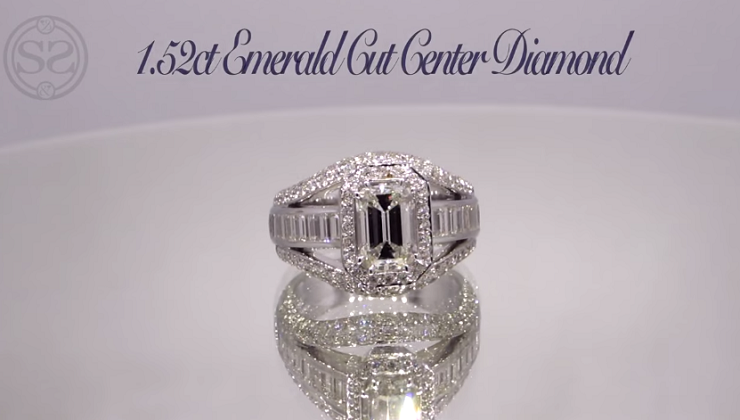 Custom Emerald Cut Halo Engagement Ring