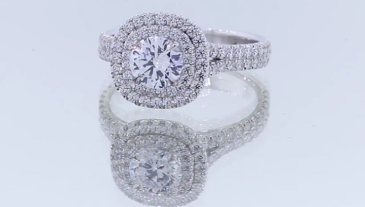 Custom Double Halo Dahia Engagement Ring