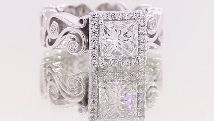 Custom 18k White Gold Filigree Engagement Ring