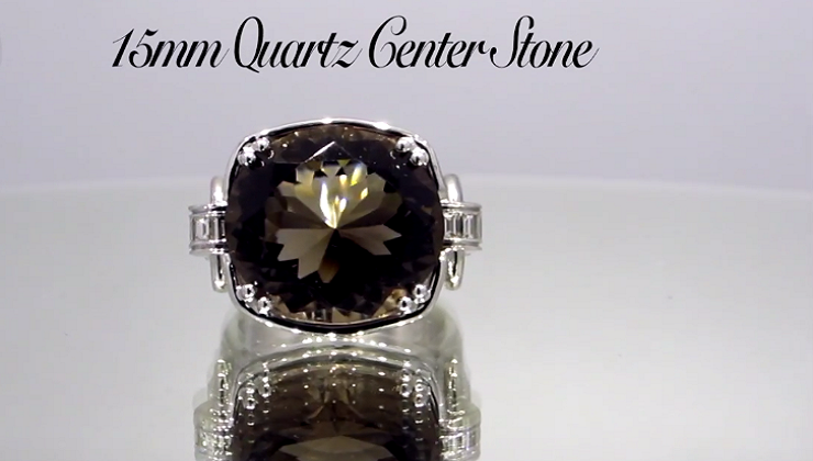 Custom 14k White Gold Quartz Ring