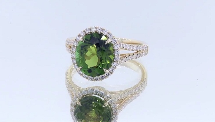 Green and Gold: Beautiful Tourmaline and Diamond Ring