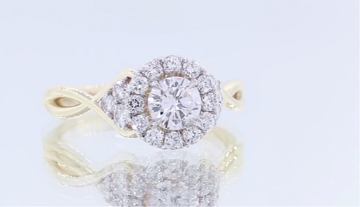 Custom Two Tone Halo Engagement Ring