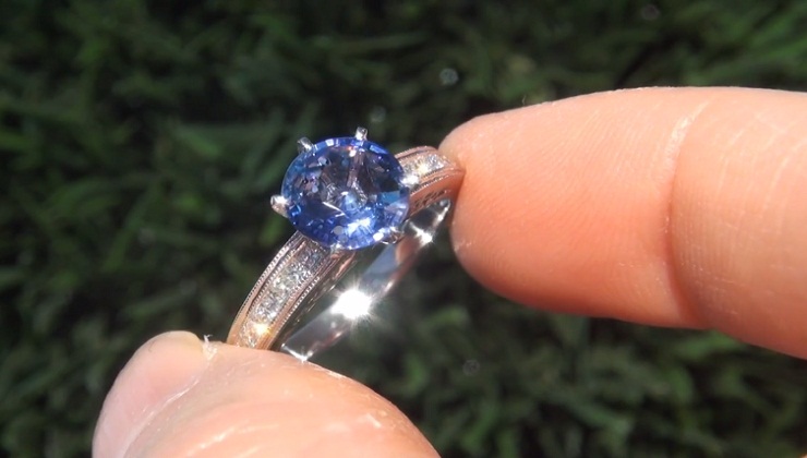 Custom Antique Style Diamond and Sapphire Engagement Ring
