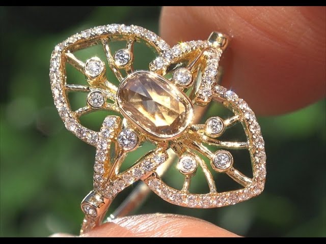 Certified Art Deco SI1 Natural Fancy Yellow Gold Engagement Eternity Ring
