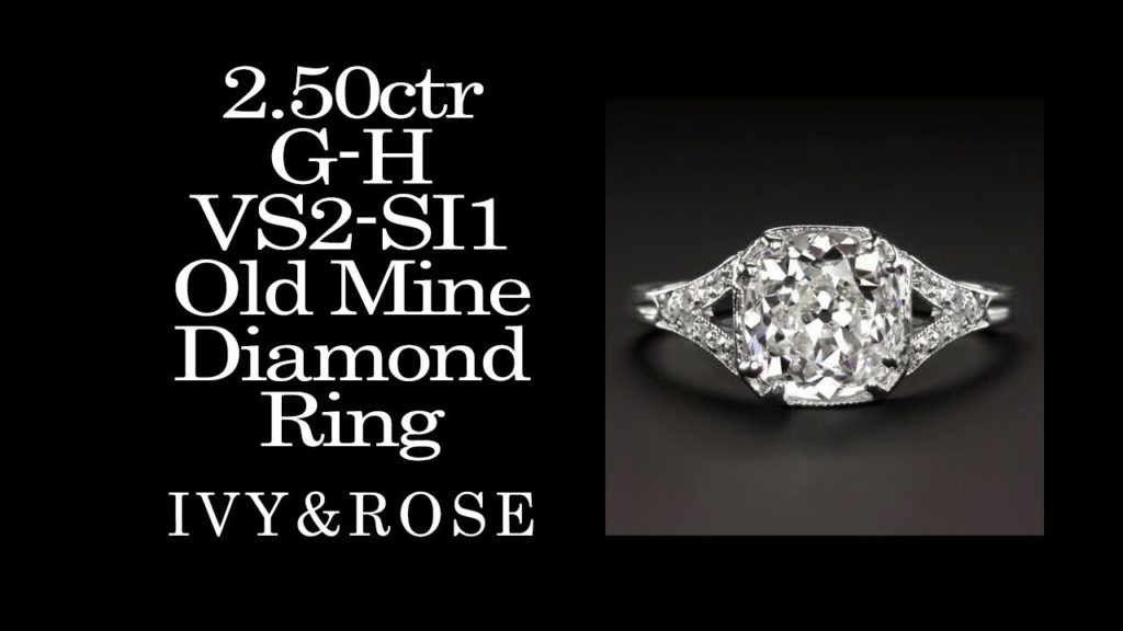 Vintage 2.50 Cushion Old Mine Cut Diamond Ring Platinum