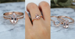 Beautiful Vintage Morganite Engagement Ring Set